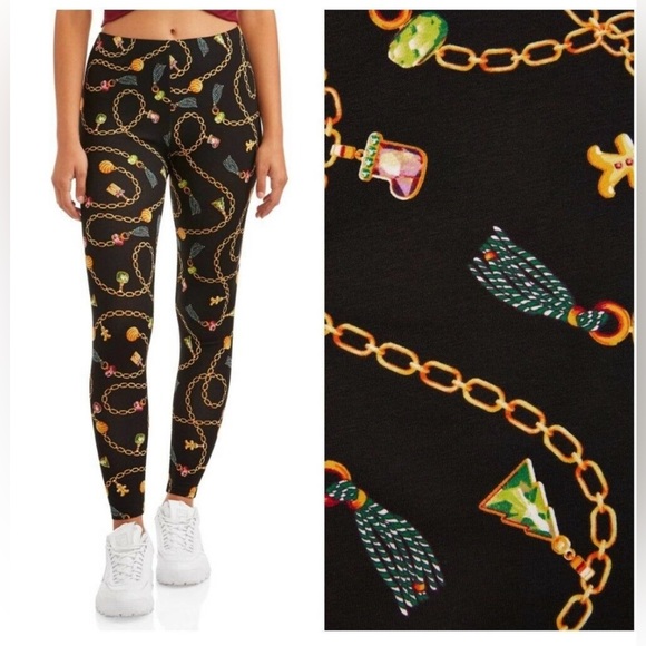 Christmas Gingerbread Charms Jewelry Leggings New Size Medium 7/9 No Boundaries - Picture 2 of 7